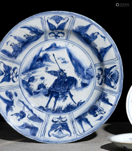 A KRAAK DISH WITH GUANYU ON HIS HORSE