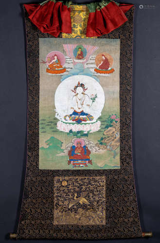 A FINE AND RARE THANGKA OF THE WHITE TARA