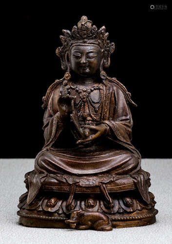 A BRONZE FIGURE OF SAMANTHABHADRA