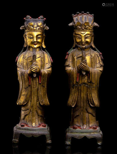 TWO GILT-BRONZE DIGNITARIES