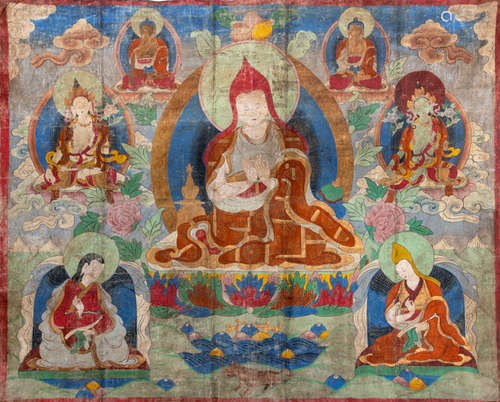 A LARGE THANGKA DEPICTING ATISHA