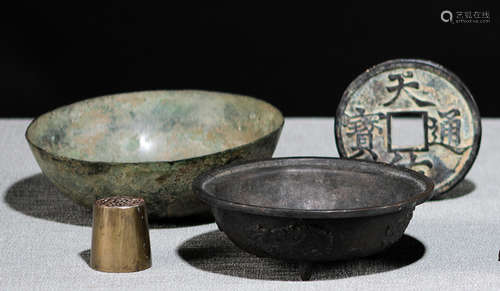 TWO BRONZE BOWLS