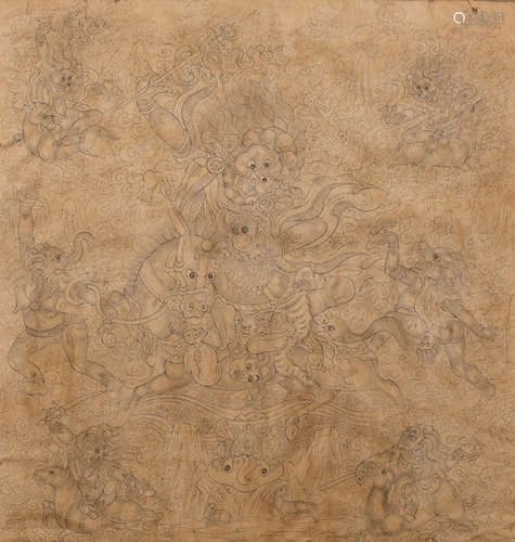 A DRAWING ON PAPER DEPICTING SHRI DEVI