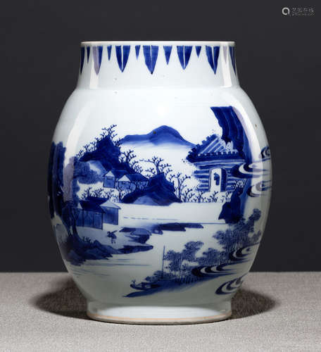 A BLUE-AND-WHITE VASE