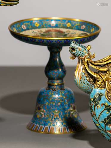 A CLOISONNÉ ENAMEL DRAGON TAZZA