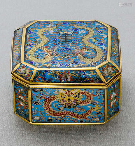 A RARE CLOISONNÉ ENAMEL BOX AND COVER