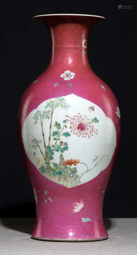 A FAMILLE ROSE BALUSTER VASE