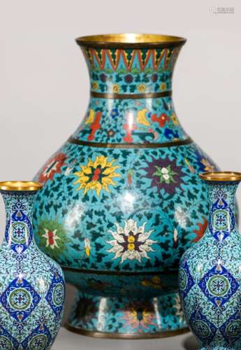 A CLOISONNÉ ENAMEL LOTUS VASE