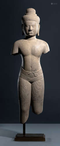 A FINE SANDSTONE FIGURE OF A MALE DEITY