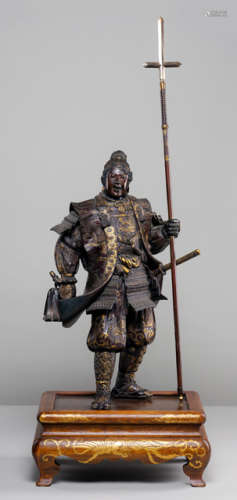 AN EXCELLENT BRONZE FIGURE OF A SAMURAI BY MIYAO EISUKE