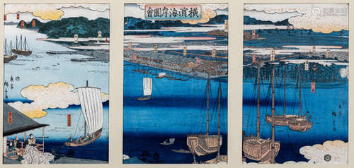 A WOODBLOCK TRIPTYCH BY HIROSHIGE II