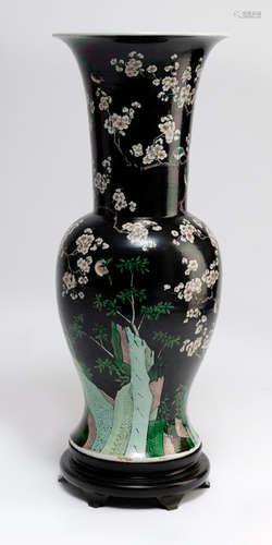 A LARGE FAMILLE NOIR PLUM BLOSSOM VASE