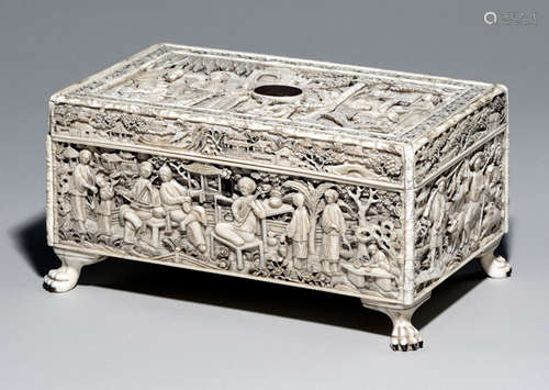 A FINE IVORY SEWING BOX