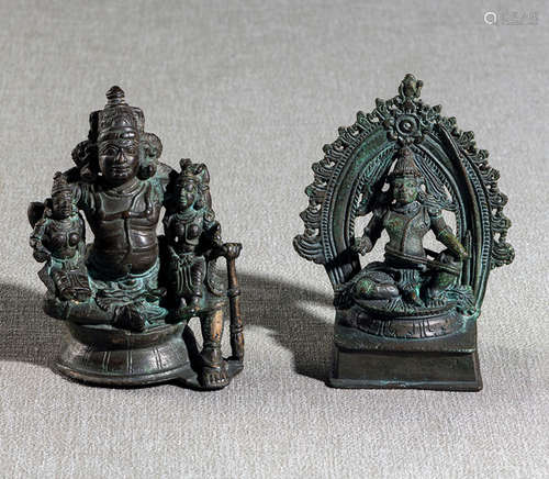 TWO BRONZE FIGURES OF RAMA AND VISHNU