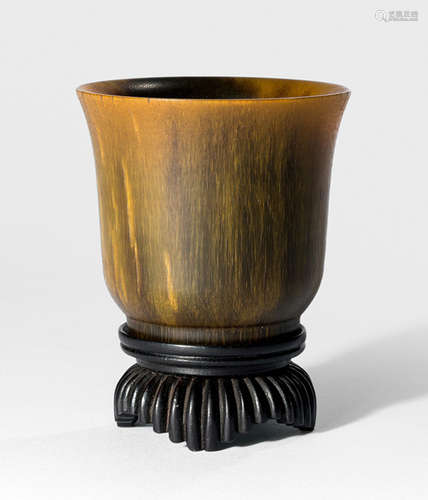 A RARE SMALL RHINOCEROS HORN WINE CUP