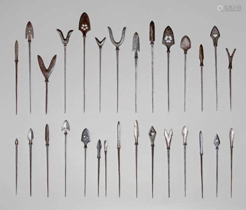 A GROUP OF 29 IRON YANONE IN VARIOUS SHAPES