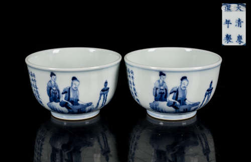 Kangxi Mark Antique Blue& White Tea Cups