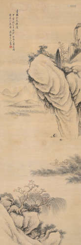 顾春福（1796～?） 甲寅(1854年)作 山水 立轴 设色绢本
