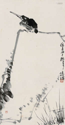 潘天寿（1897～1971） 丙申(1956年)作 孤禽图 镜心 水墨纸本