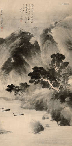 潘恭寿（1741～1794） 两岸烟树 立轴 水墨纸本