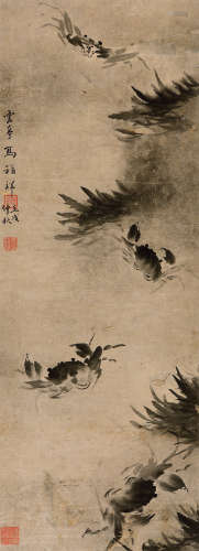 马福祥（1876～1932） 壬戌(1922年)作 墨蟹 立轴 水墨纸本