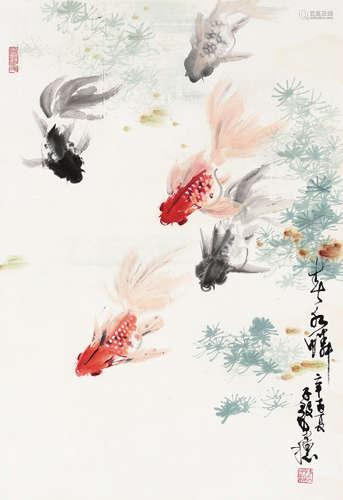 陈子毅（b.1919） 辛酉(1981年)作 春水鳞 镜心 设色纸本