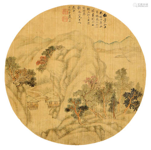 戴以恒（1820～1891） 辛巳(1881年)作 山水 立轴 设色绢本