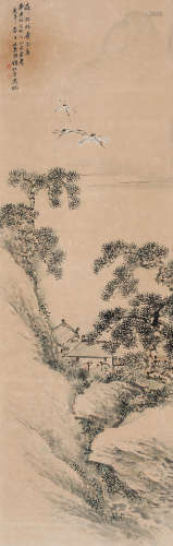 钱松嵒（1899～1985） 庚午(1930年)作 松鹤延年 立轴 设色纸本