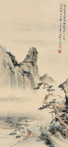 冯超然（1882～1954） 庚辰(1940年)作 陶潜词意 立轴 设色纸本