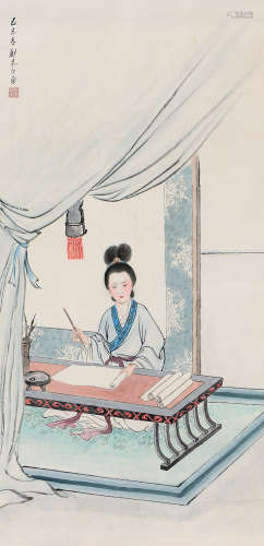 郑慕康（1901～1982） 乙巳(1965年)作 仕女 立轴 设色纸本