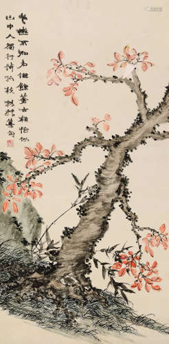 赵之谦（1829～1884） 古树 镜心 设色纸本