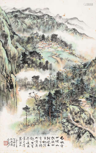 刘止庸（1910～1996） 癸丑(1973年)作 山水 立轴 设色纸本