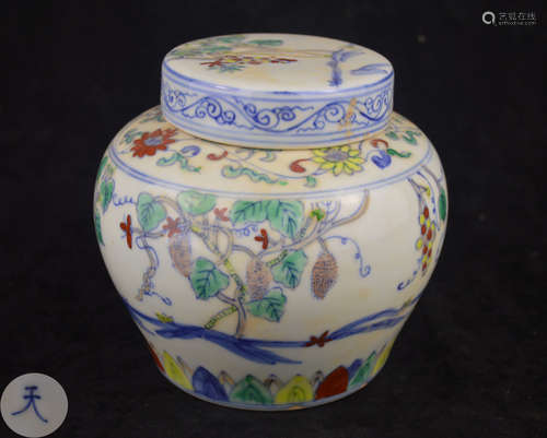 A DOUCAI FLORAL PATTERN JAR