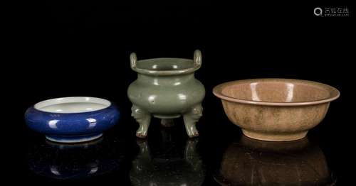 Group Three Antique Glazed Censers