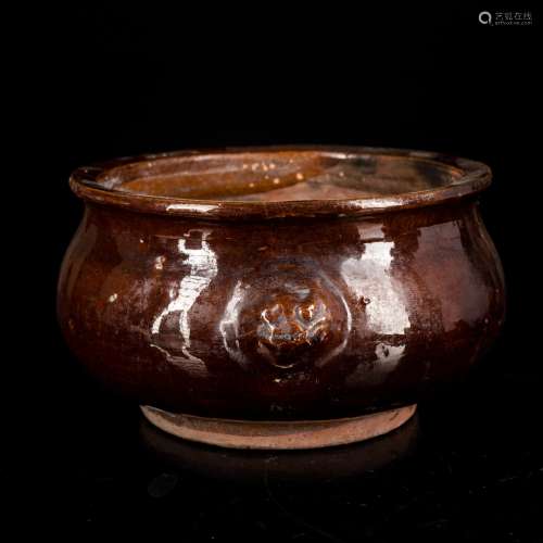 Ming Antique Brown Glazed Pottery Censer