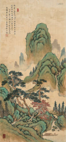 潘和（1873～1929） 1925年作 青绿山水 立轴 设色绢本