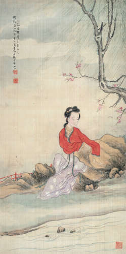 容祖椿（1872～1942） 1941年作 柳下美人 立轴 设色绢本
