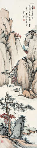 卢子枢（1900～1978） 1968年作 观瀑图 立轴 设色纸本