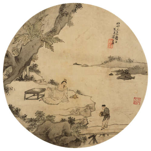 苏六朋（1791～1862） 消夏图 扇面 设色绢本