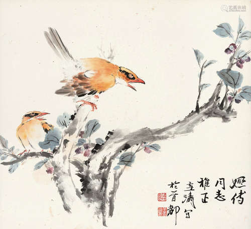 王雪涛（1903～1982） 花鸟 镜框 设色纸本