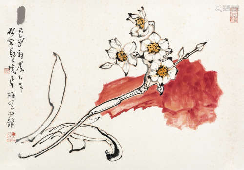 郑乃珖（1912～2005） 花卉 镜框 设色纸本