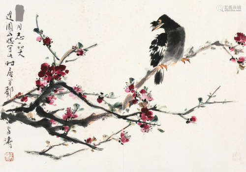 王雪涛（1903～1982） 梅鹊图 镜框 设色纸本