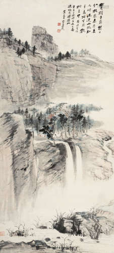 张大千（1899～1983） 1934年作 宝积寺 立轴 设色纸本