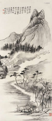 张大千（1899～1983） 东山独步 镜框 水墨纸本