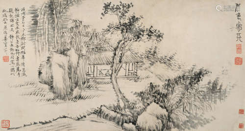 姜实节（1647～1709） 访友图 镜框 水墨纸本