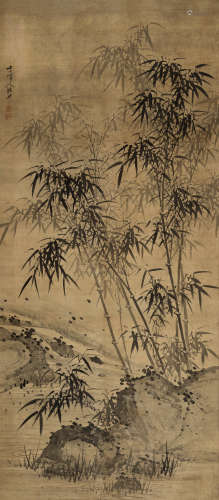 诸升（1617～1791） 竹石 立轴 水墨绢本
