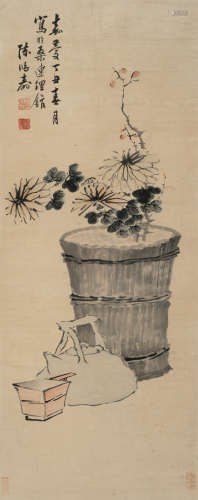 陈鸿寿（1768～1822） 1817年作 清供图 立轴 设色纸本