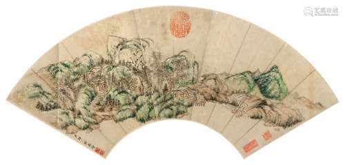 邹一桂（1686～1772） 山水 扇面 设色纸本