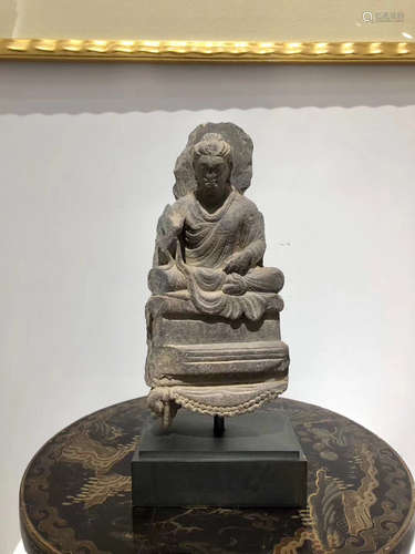 2-3TH CENTURY, A SAKYAMUNI DESIGN STONE FIGURE