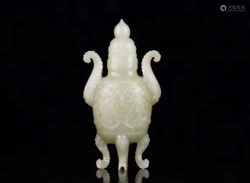 1949-1966, A BAS-RELIEF HETIAN JADE COVERED BOTTLE, CHUANGHUI PERIOD